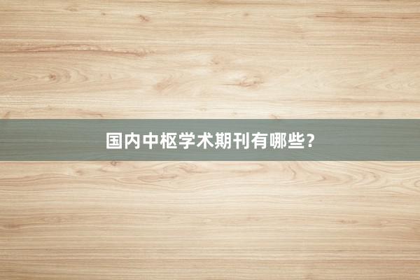 国内中枢学术期刊有哪些？